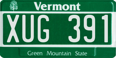 VT license plate XUG391