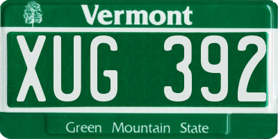 VT license plate XUG392