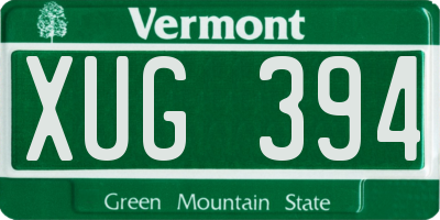 VT license plate XUG394