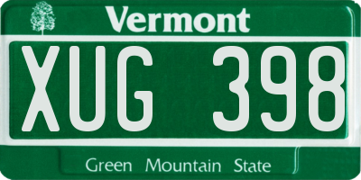 VT license plate XUG398