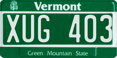 VT license plate XUG403