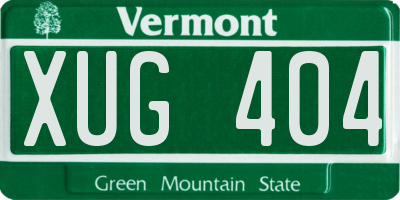 VT license plate XUG404