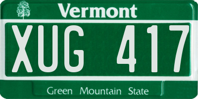 VT license plate XUG417