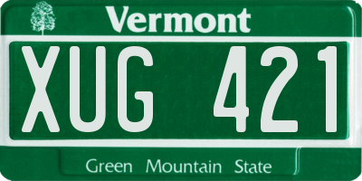VT license plate XUG421