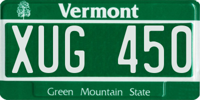 VT license plate XUG450