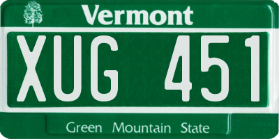 VT license plate XUG451