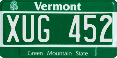 VT license plate XUG452