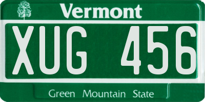 VT license plate XUG456