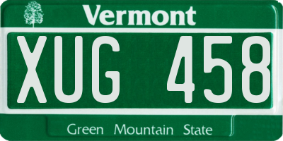VT license plate XUG458