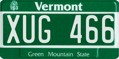 VT license plate XUG466