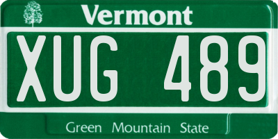 VT license plate XUG489