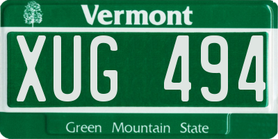 VT license plate XUG494