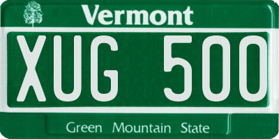VT license plate XUG500