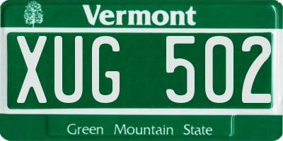 VT license plate XUG502