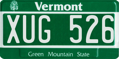 VT license plate XUG526