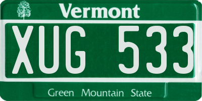 VT license plate XUG533