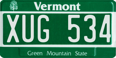 VT license plate XUG534