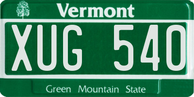 VT license plate XUG540