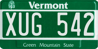 VT license plate XUG542