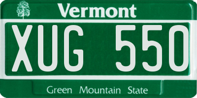 VT license plate XUG550