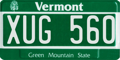 VT license plate XUG560