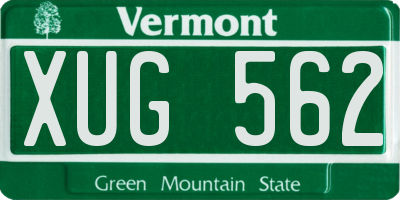 VT license plate XUG562