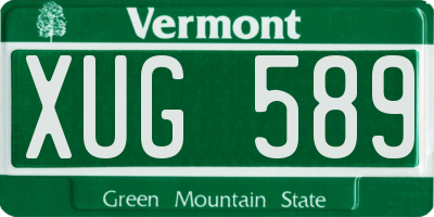 VT license plate XUG589