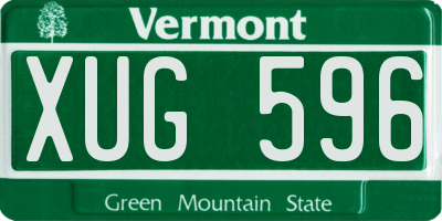 VT license plate XUG596