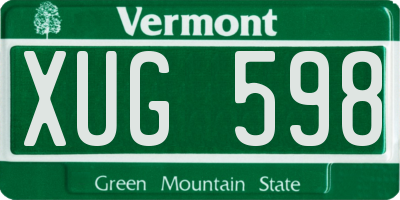 VT license plate XUG598