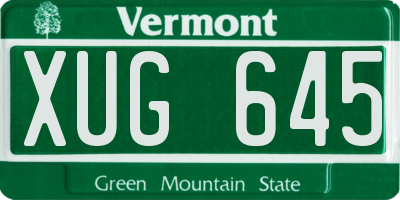 VT license plate XUG645