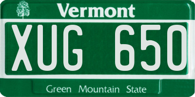 VT license plate XUG650