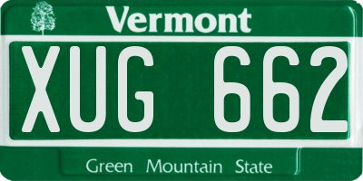 VT license plate XUG662