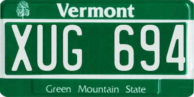 VT license plate XUG694