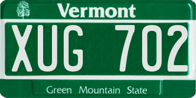 VT license plate XUG702