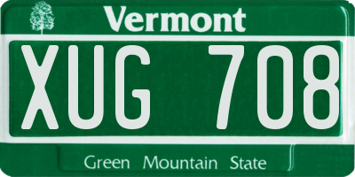 VT license plate XUG708