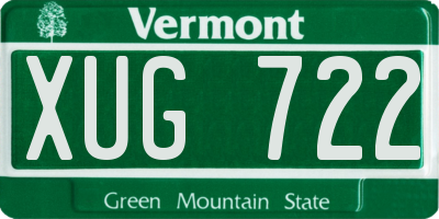 VT license plate XUG722