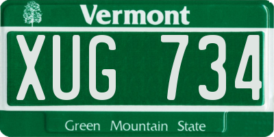 VT license plate XUG734