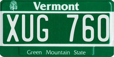 VT license plate XUG760