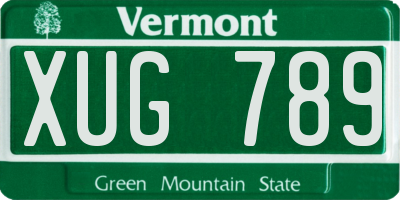 VT license plate XUG789