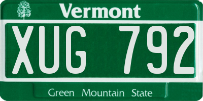 VT license plate XUG792