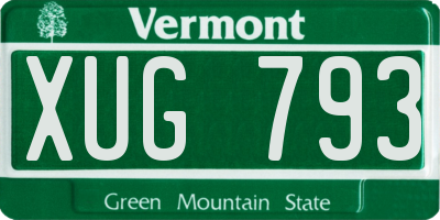 VT license plate XUG793