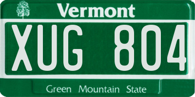VT license plate XUG804