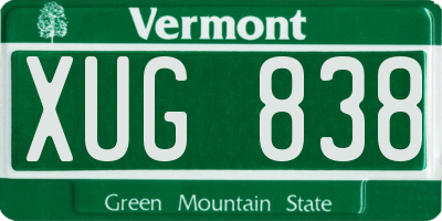 VT license plate XUG838