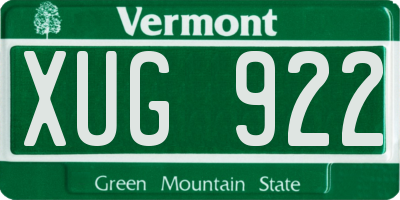 VT license plate XUG922