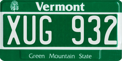 VT license plate XUG932