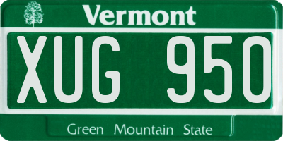 VT license plate XUG950