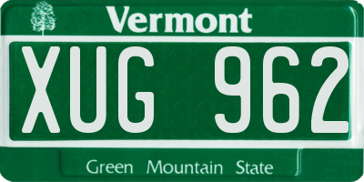 VT license plate XUG962