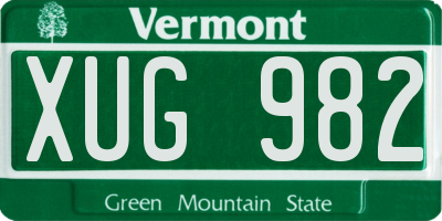 VT license plate XUG982
