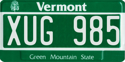 VT license plate XUG985