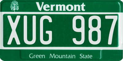 VT license plate XUG987